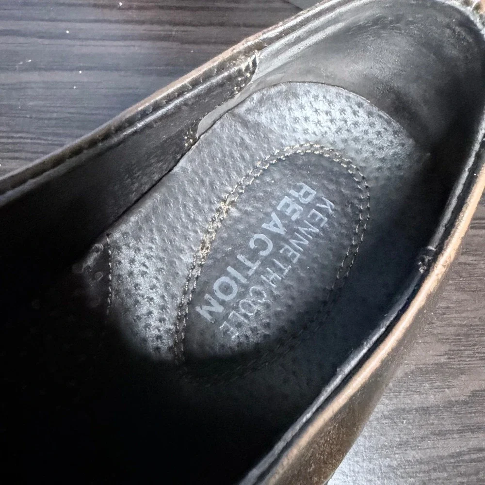 Kenneth Cole Reaction Oxford Mens 9 Brown Good Distressed Leather Square Toe
